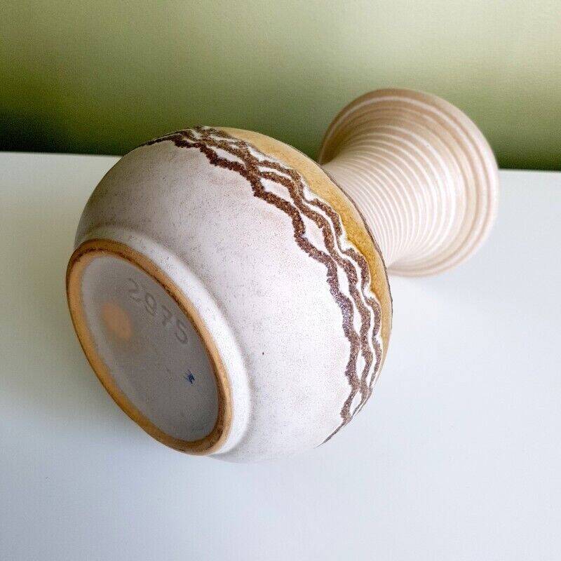 Beige vase ringed neck German ceramic VEB Fat Lava Era