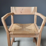 Set of 4 pine chairs with Tage Poulsen paper rope seat for Gramrode 1970
