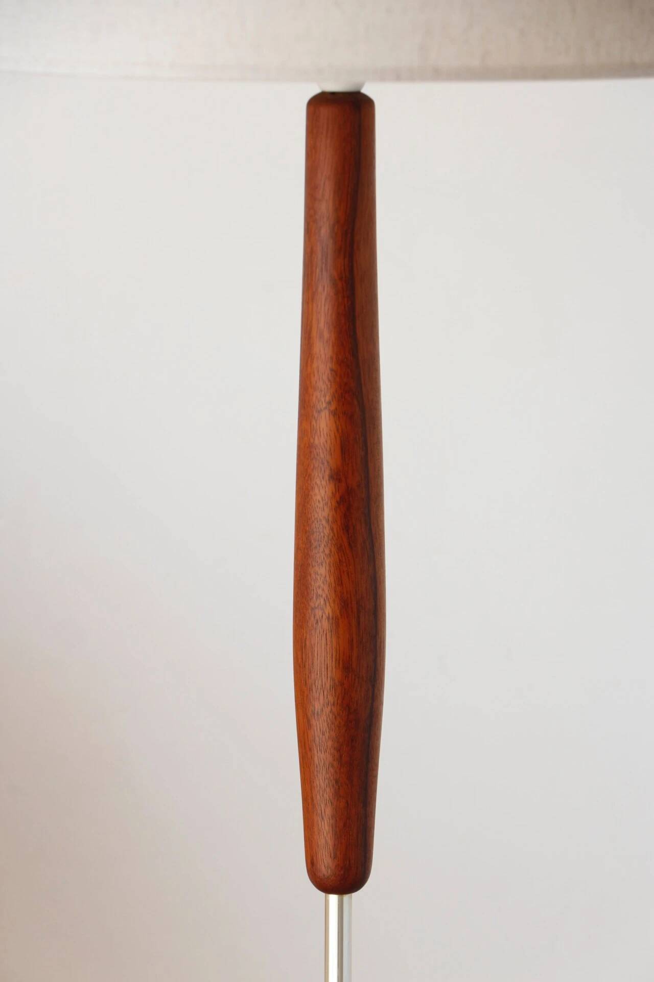 Vintage Scandinavian lamp in teak/chromed metal/cotton