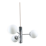 Vintage Italian Chrome and Opaline Chandelier