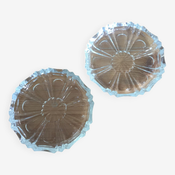 Set of two crystal glass ashtrays