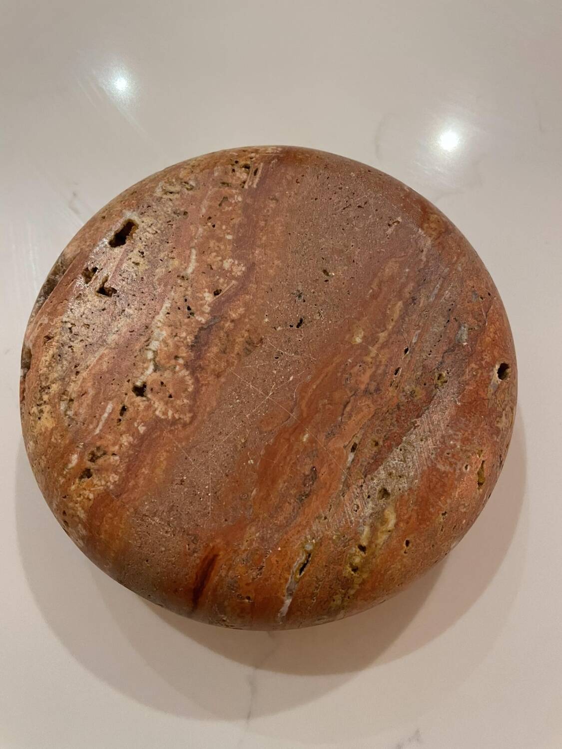 Vintage red travertine ashtray attributed to Sergio Asti for Up&up, Italy, 1970s