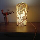Vintage 1960s floral fabric portable lamp
