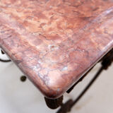 Large 19th-century French butcher's table in wrought iron and red marble