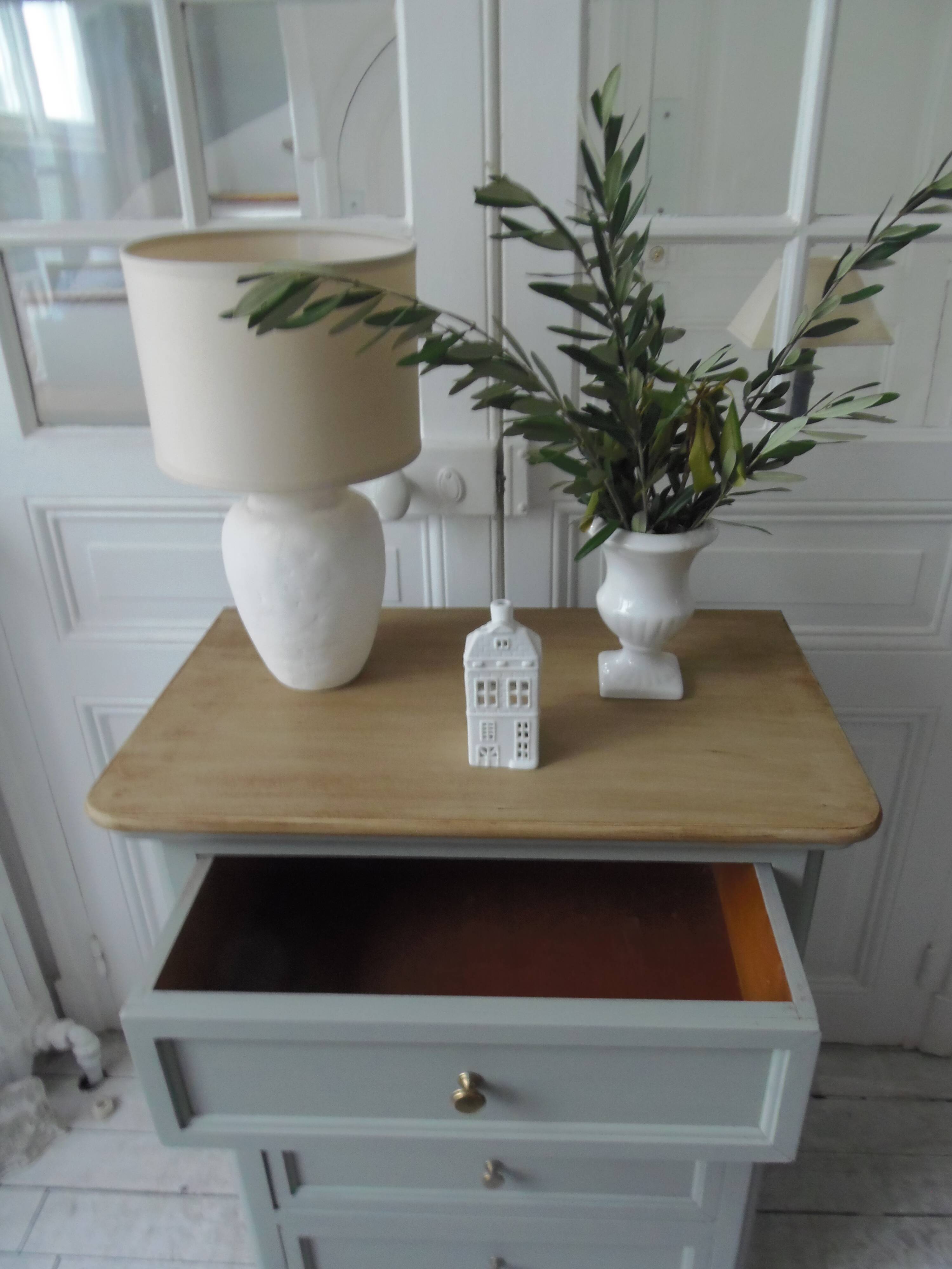 Louis Philippe style chest of drawers, 4 drawers in verdigris