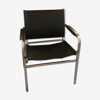 Tubular armchair and vintage skaï