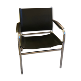 Tubular armchair and vintage skaï