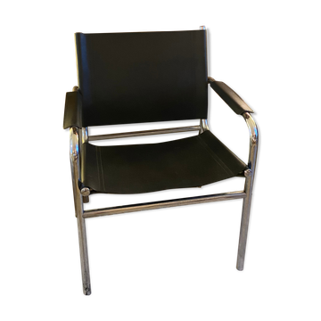 Tubular armchair and vintage skaï