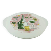 Assiette à gâteau des années 1950 avec de beaux décors de cocktail et de bar à grünstadt.