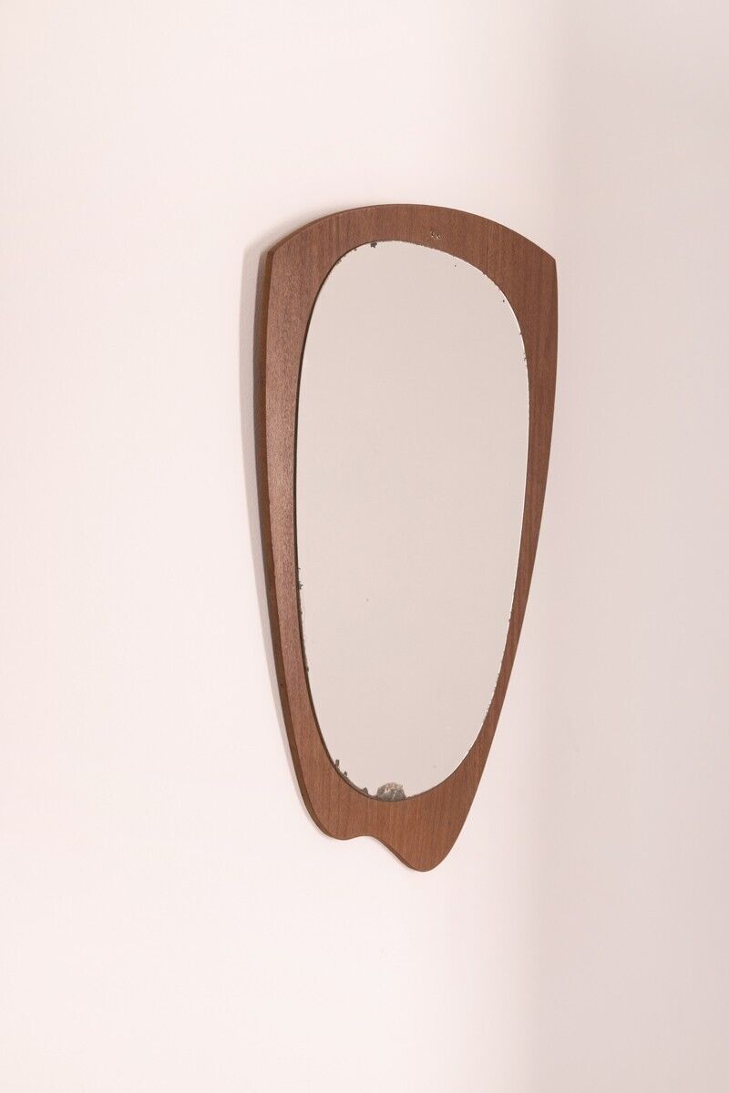 Miroir mural vintage des années 60 en bois de teck design danois