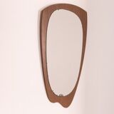 Miroir mural vintage des années 60 en bois de teck design danois