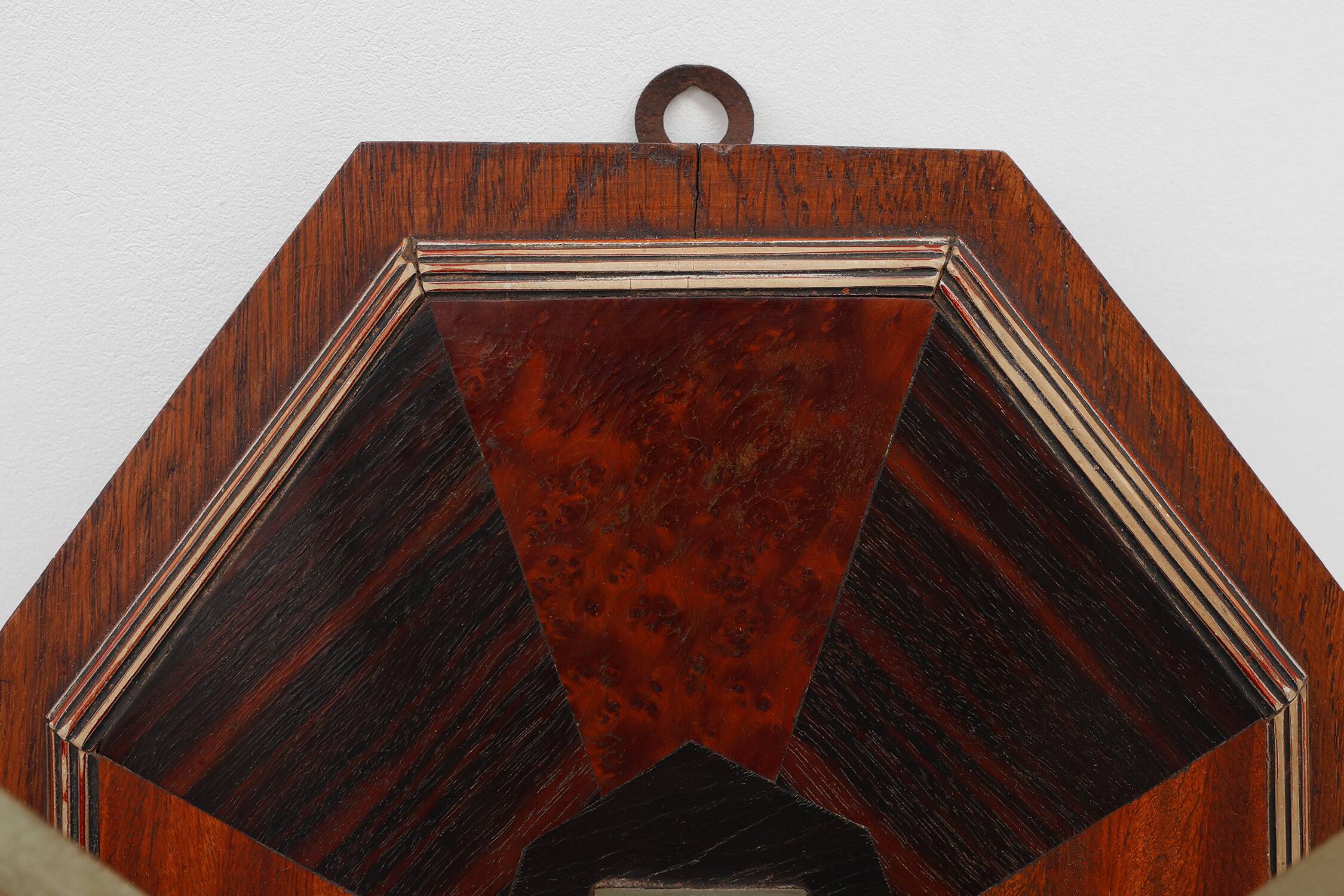Art Deco Wall-Mounted Coat rack with Geometric Marquetry, France ca. 1930