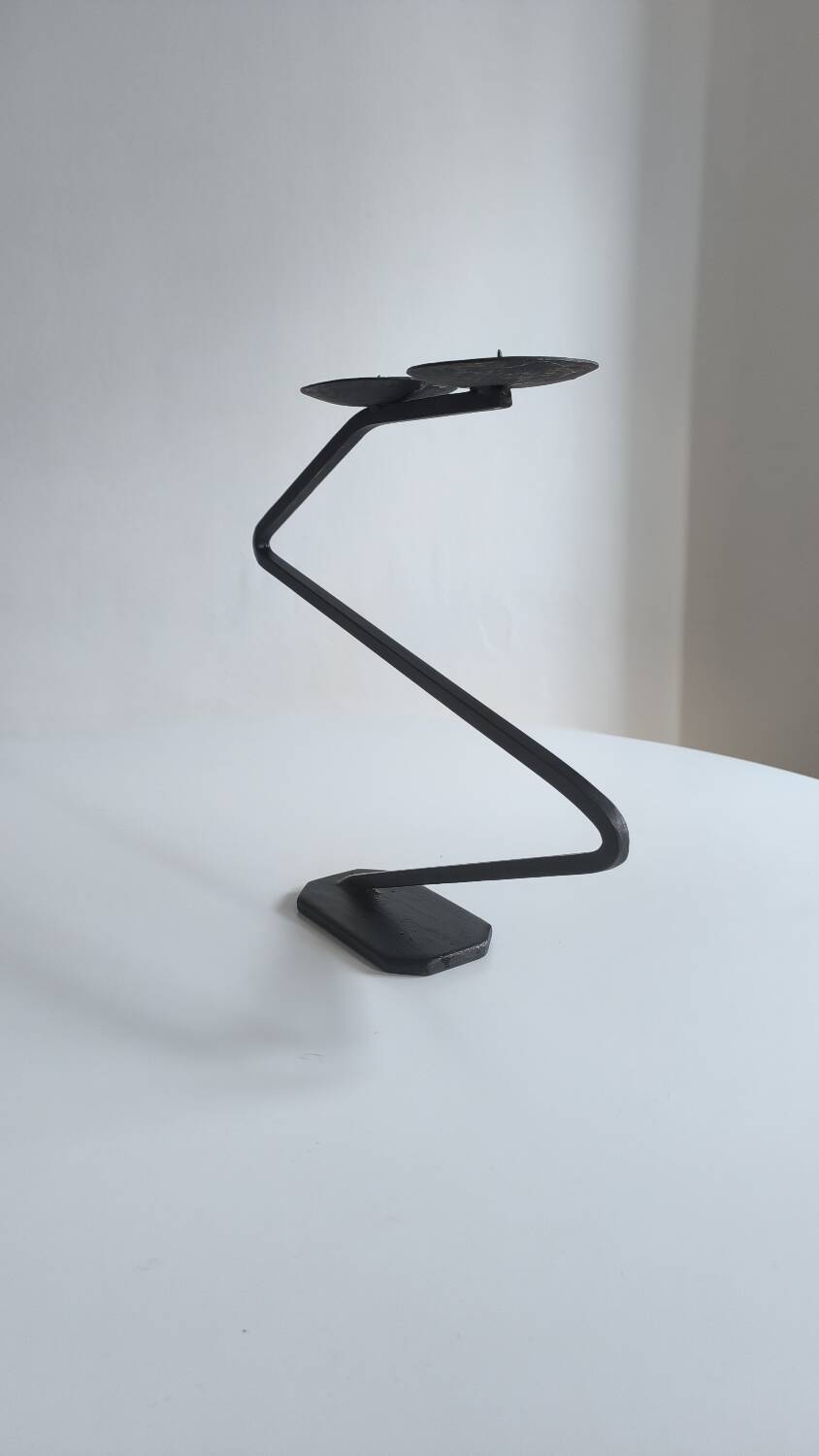 Brutalist wrought iron candle holder 1950