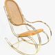 Vintage brass curved wooden rocking chair