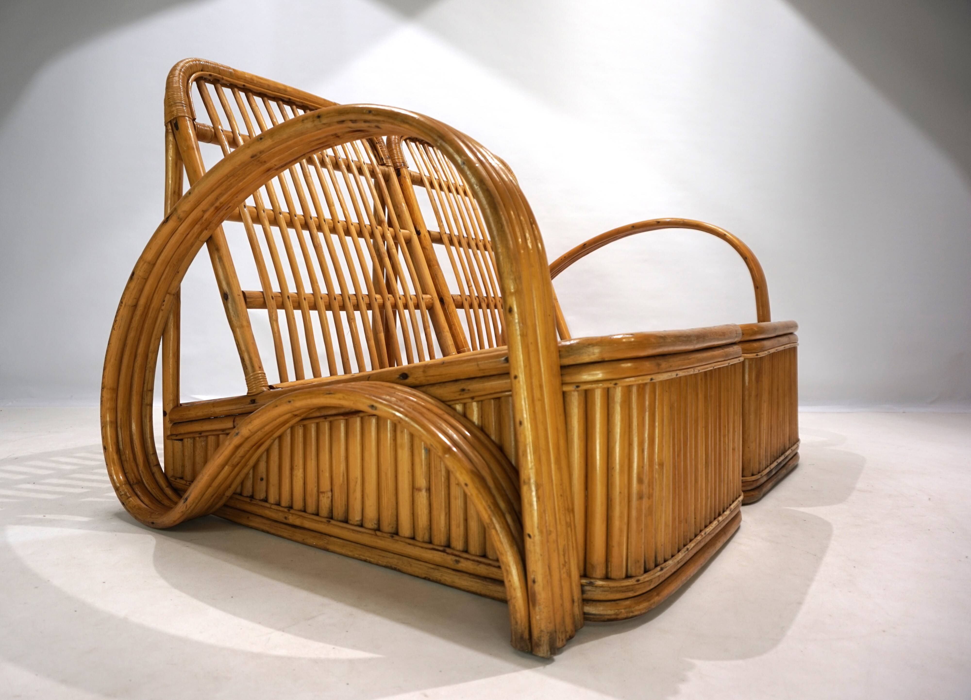 Canapé deux places en rotin design Paul Frankl, 1940