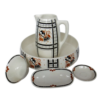 Broc bowl toilet set porcelain cluny kg lunéville france art deco