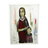 Vintage Oil Painting Artwork Abstract Mother and Child 106cm