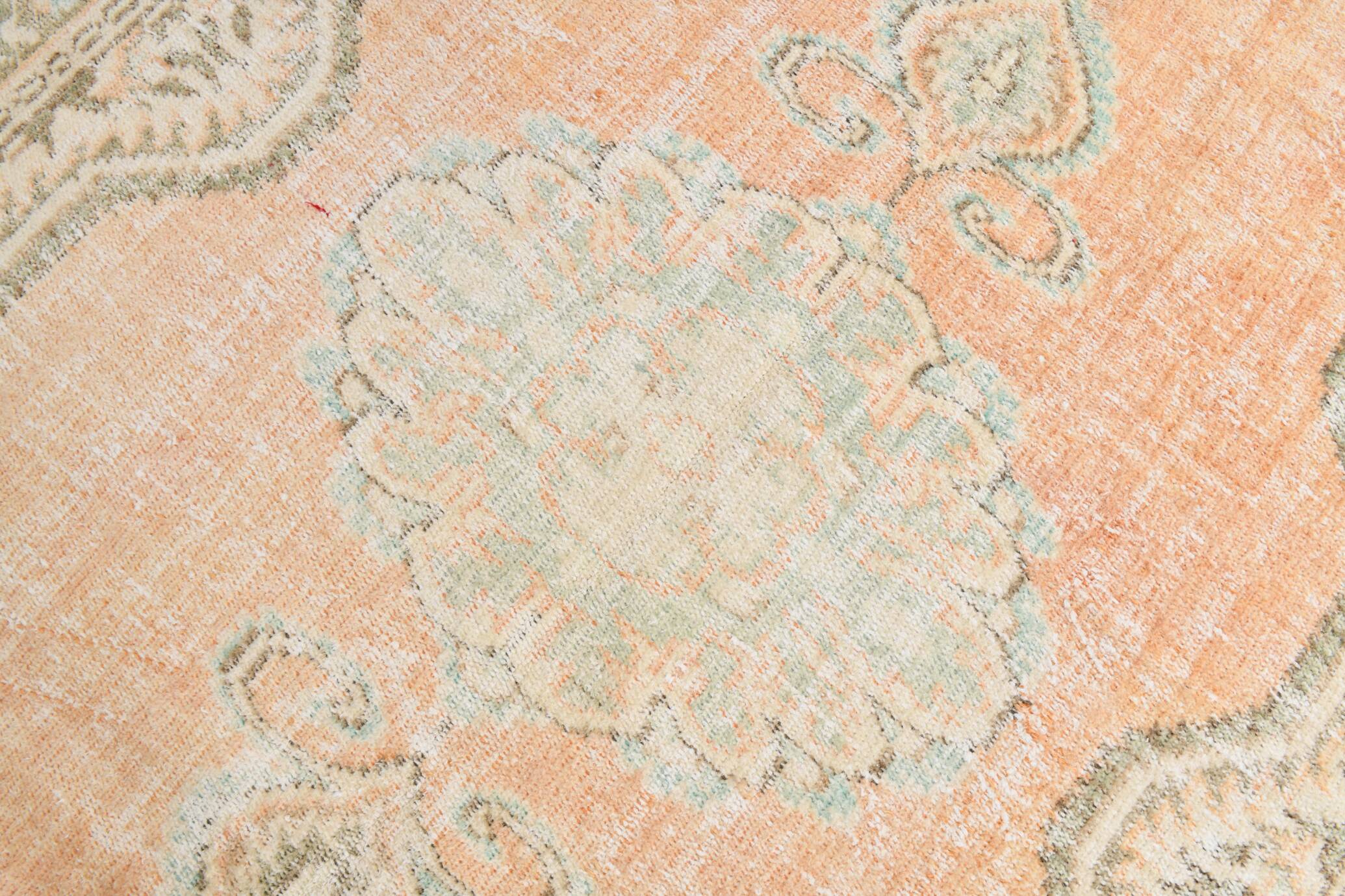 6x9 Peach Orange Antique Vintage Rug 175x293Cm SK 21471
