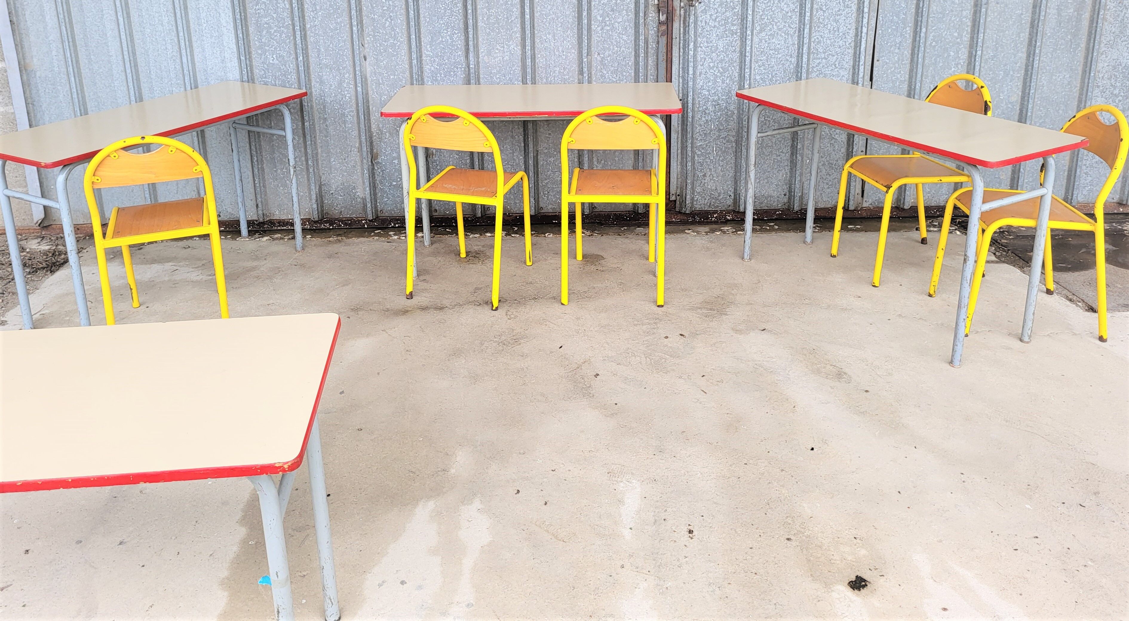 Set of 4 desks, double school office from the 70s