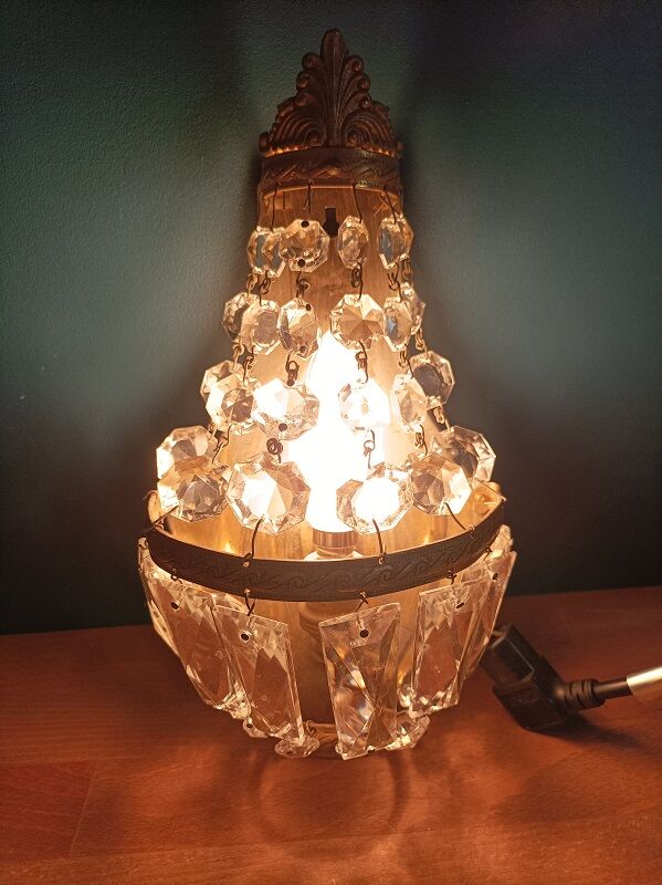 Hot air balloon wall lamp tassel crystal molded brass base dp 0523058
