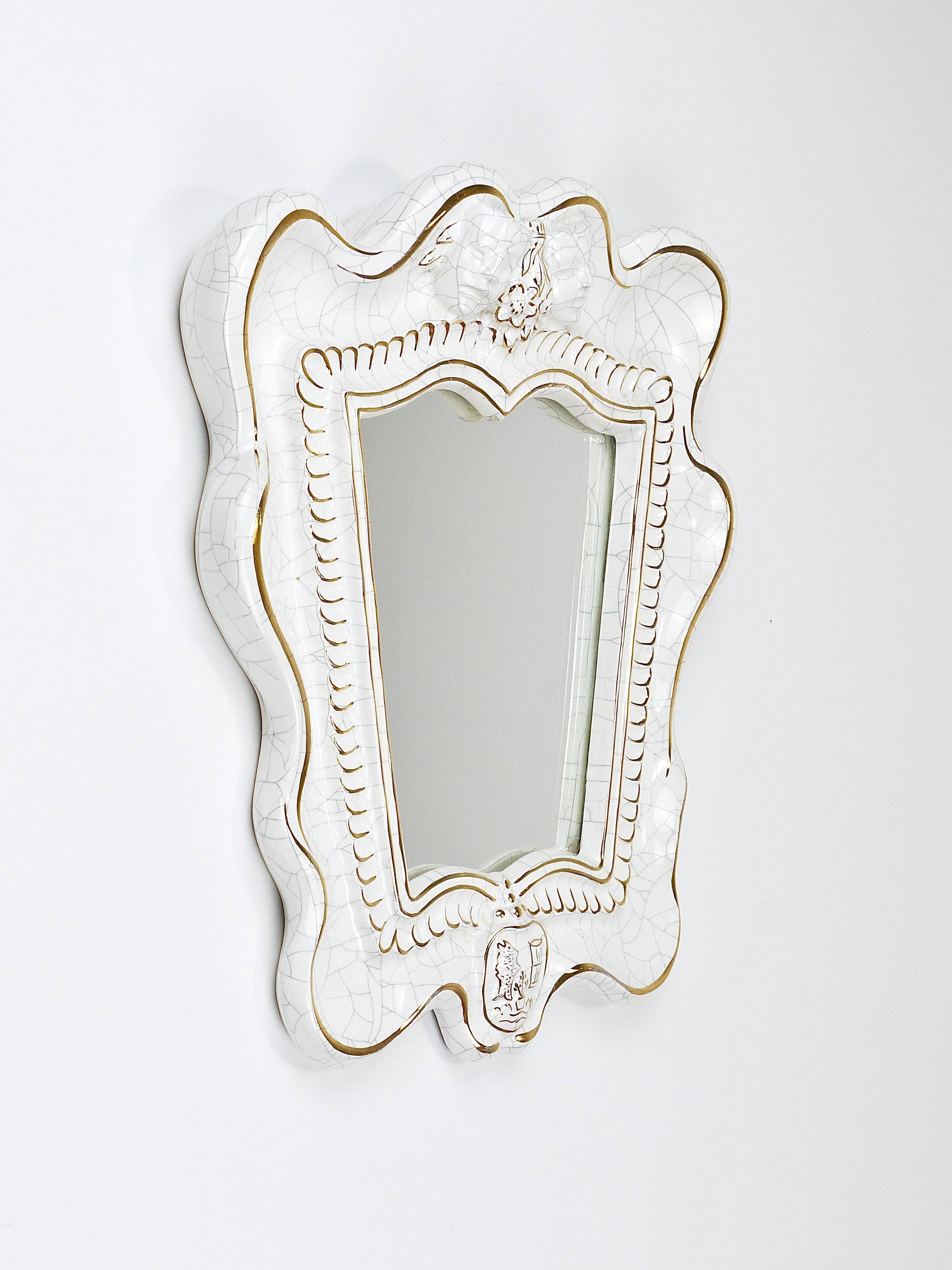 Art Deco Wall Mirror Theatre in Terracotta by Gmundner Keramik, Austria, 1930s