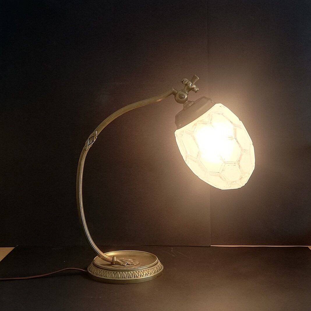 Vintage Art Nouveau French 1930s brass table lamp