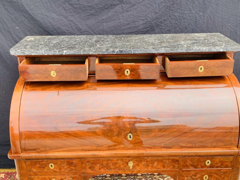 Vintage flamed mahogany cylinder desk