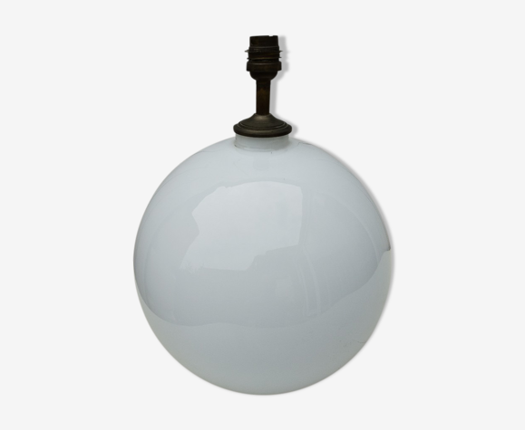 Pied de lampe en opaline blanche design 60’s vintage