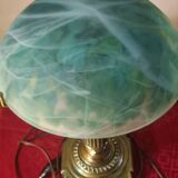 1930s bronze and brass desk lamp 39x22 superb glass lampshade elec ok