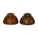 2 bowls Digoin Sarreguemines brown and yellow