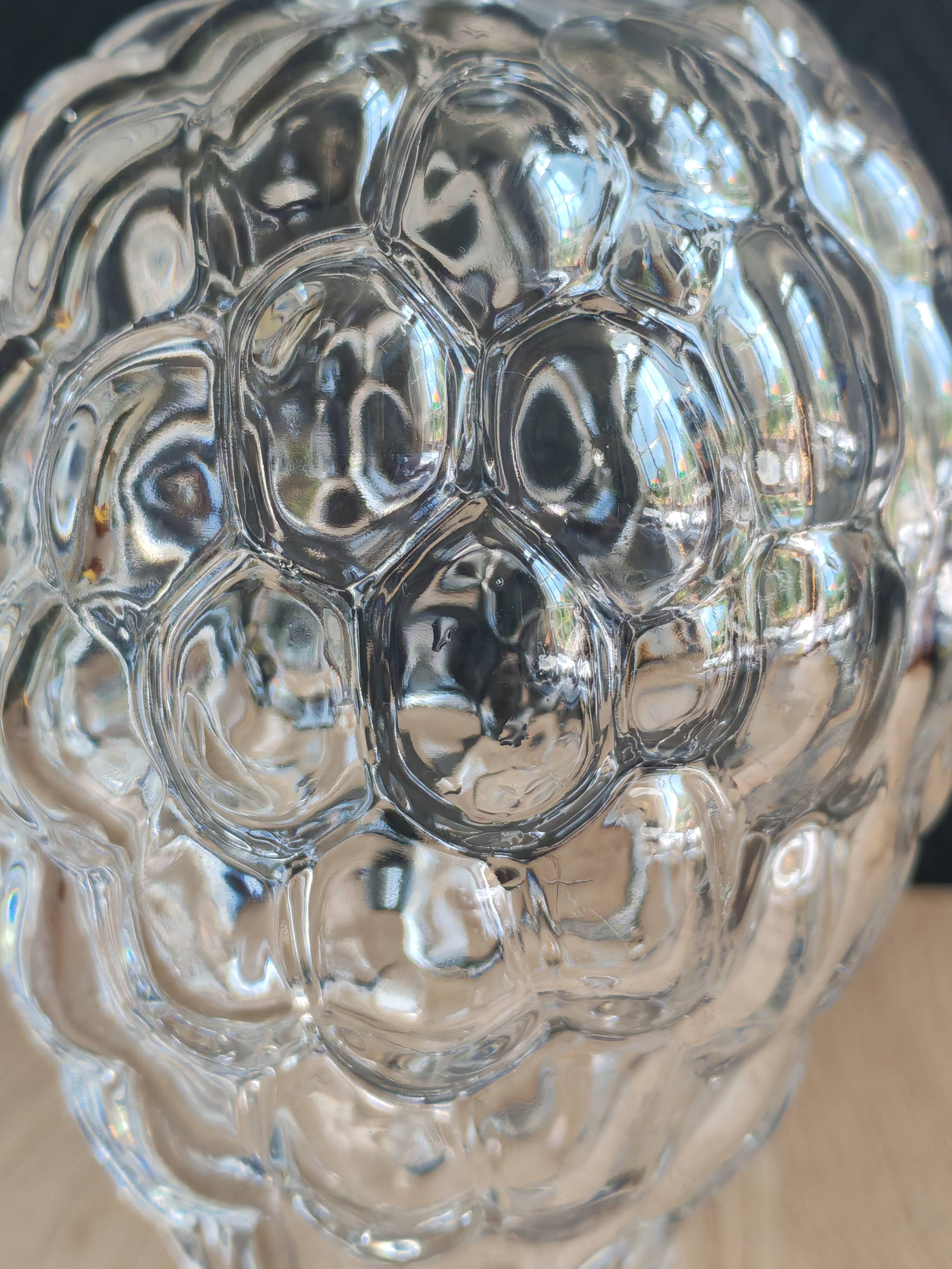 Carafe glass bottle moulded grape bunch vintage | Ball stopper