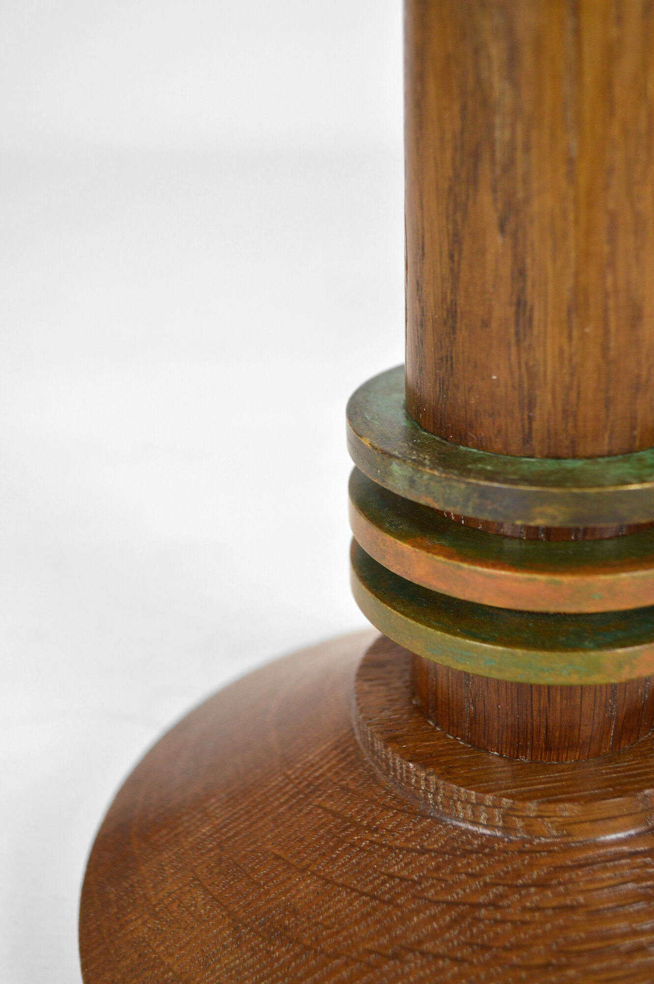 Pair of art deco lamps in wood and patinated bronze around 1930