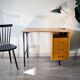Desk 60's vintage modernist style, wood and steel