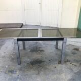 Chrome dining table and glass system