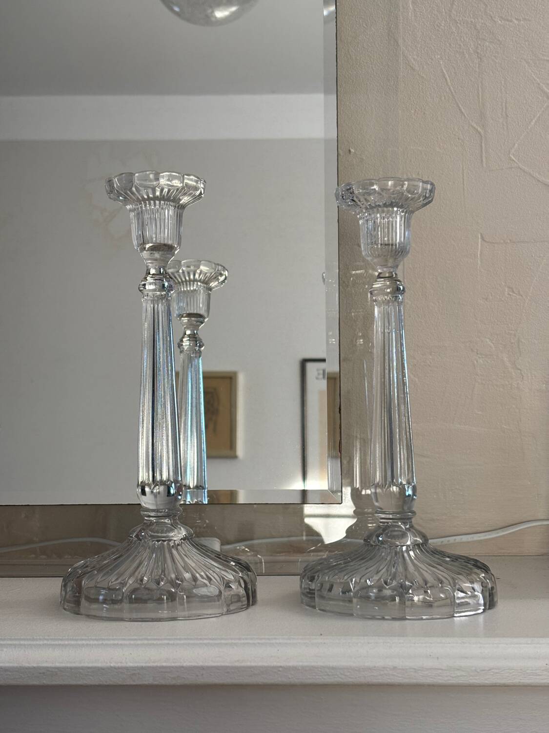 Antique glass candlesticks