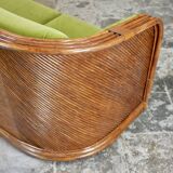 Canapé en rotin et velours par Maugrion pour Roche Bobois, 1980