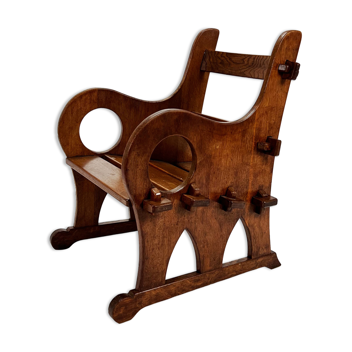 Mid Century Arts & Crafts Oak Lounge Chair, 1950s