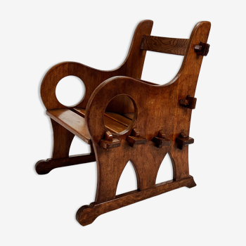 Mid Century Arts & Crafts Oak Lounge Chair, 1950s
