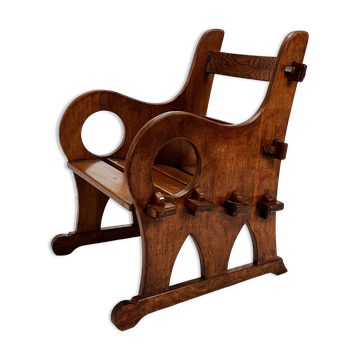 Mid Century Arts & Crafts Oak Lounge Chair, 1950s