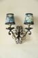 Antique black and gold metal wall lamp - 18th century style foliage lampshade