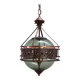 Pair of 1970s Brutalist Copper and Blown Glass Green Bottle Pendant Lamps