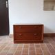 Small piece of furniture with 2 drawers in teak, bedside table or end table.