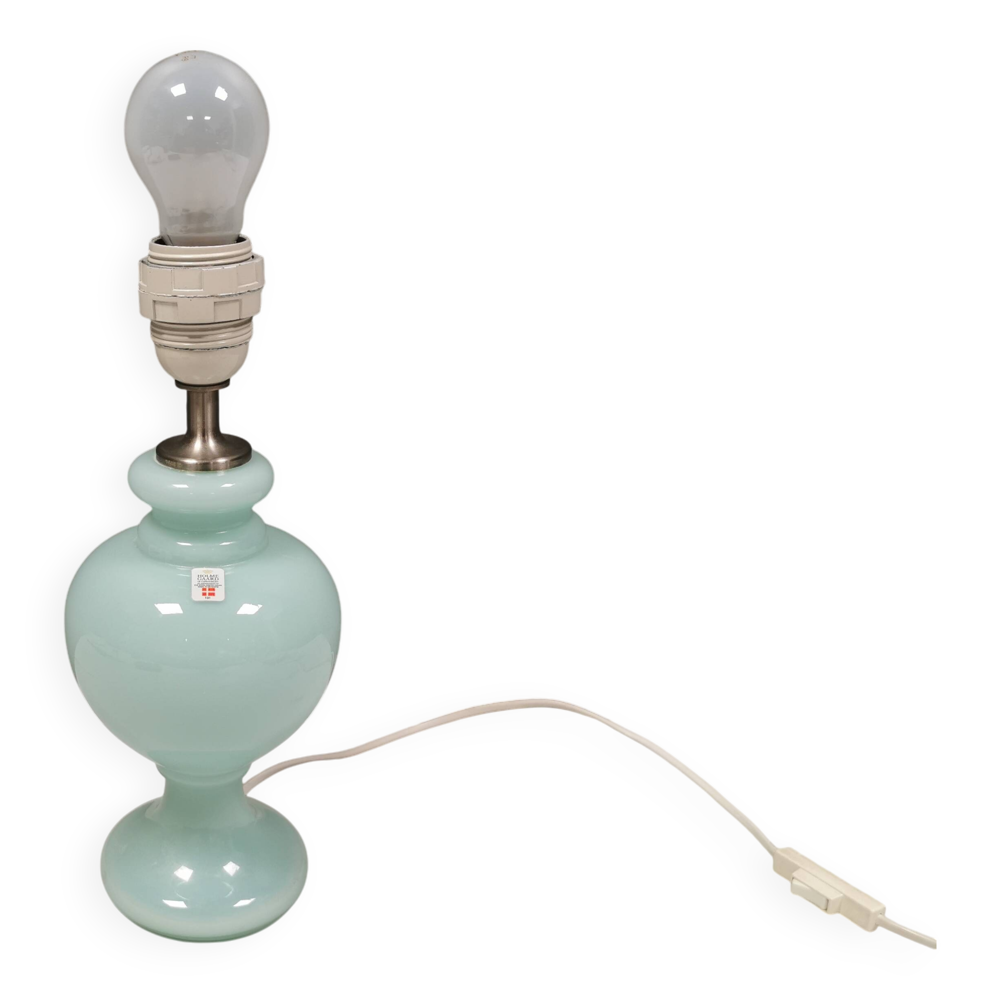 Holmegaard table lamp in Rare delicate green/mint green glass, model Florence 1989