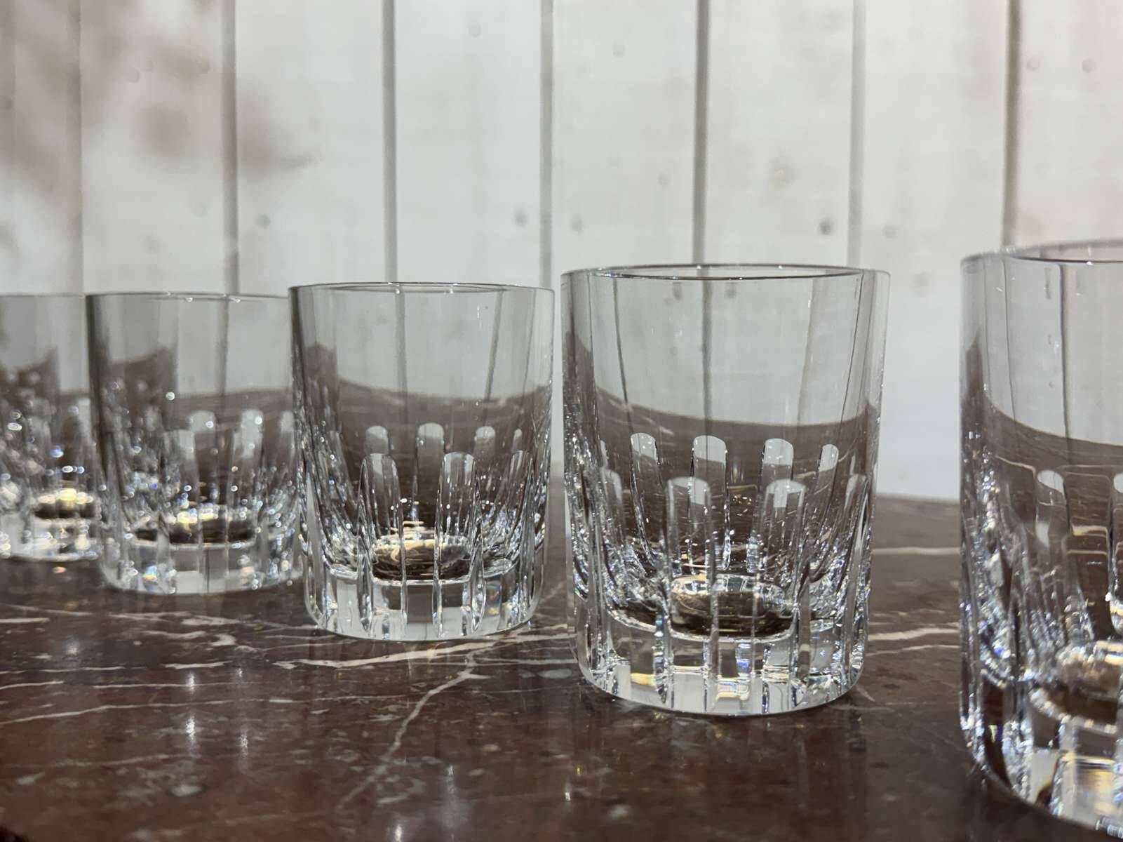 Set of 6 crystal whisky tumblers from Baccarat, Rotary model.