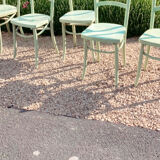 Set of 6 green patinated bistro chairs