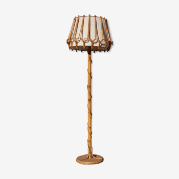 Lamp in wicker and bamboo 60 years