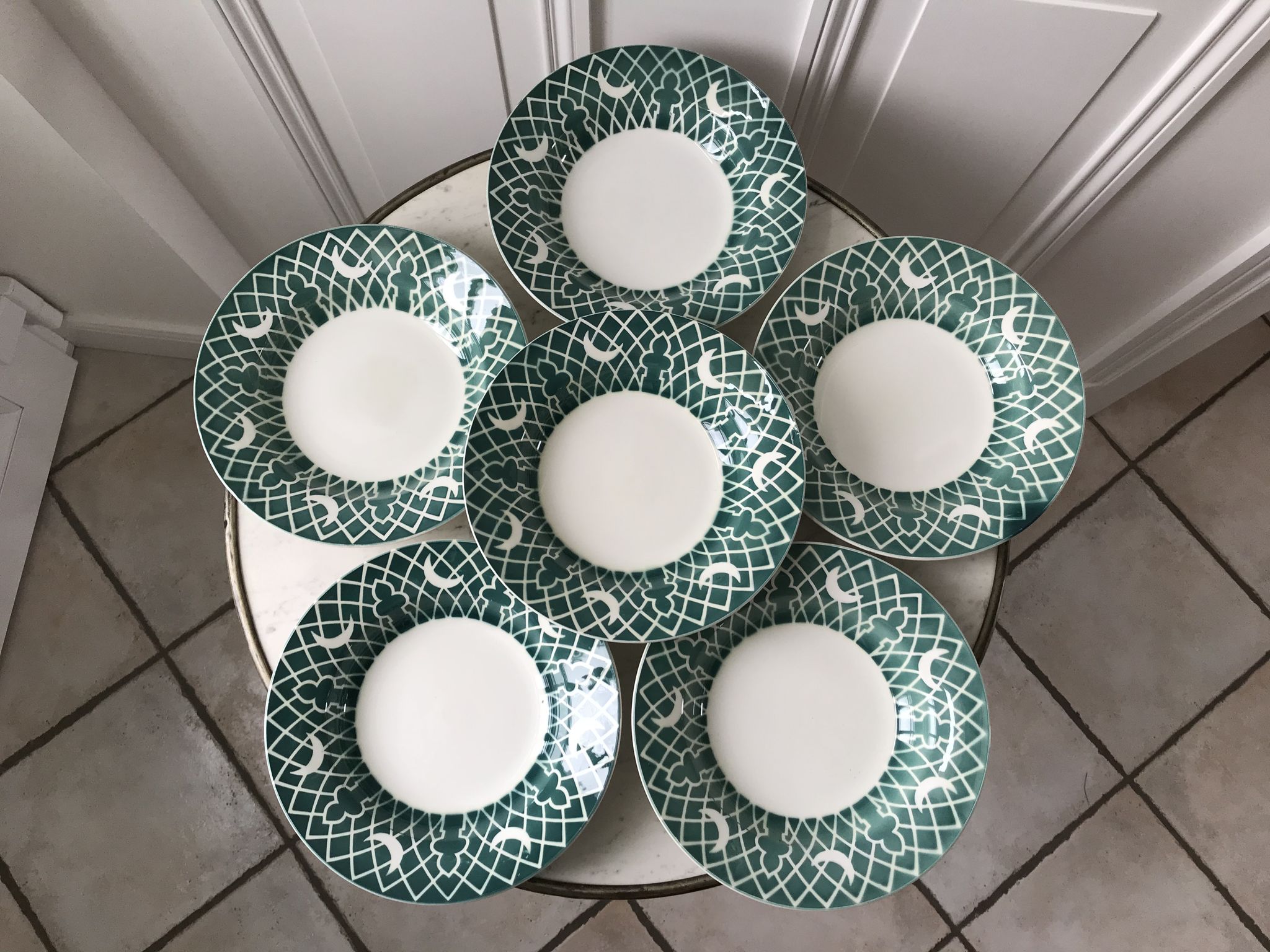 Lot of 6 hollow plates digoin sarreguemines model "leïla" years 30-40
