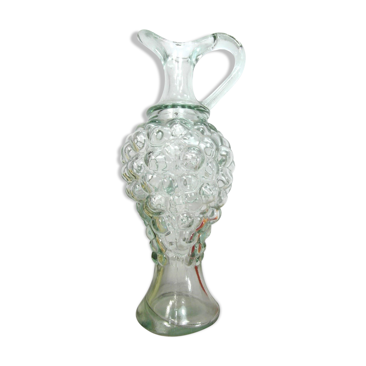 Glass pitcher, grape cluster wine carafe