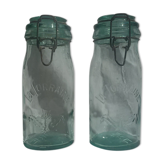 Two jars glass La Lorraine