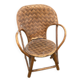 Children's armchair in woven chestnut
